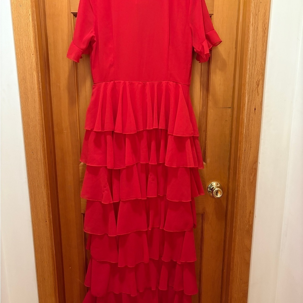 NWT Pretty Little Things Elegant Red Ruffled Dress Size 10 US